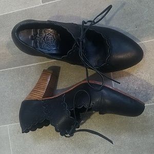 Bali Elf Black Leather Paradise Bird Heels